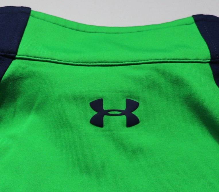 アンダーアーマー▲ゴルフ▲ハーフジップ▲長袖シャツ▲グリーン×紺▲サイズL_画像6