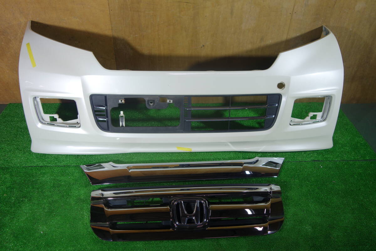 21385　JF1 / JF2　N-BOXカスタム　フロントバンパー ＋上下グリル　NH624P パール 71101-TY0-N000_画像1