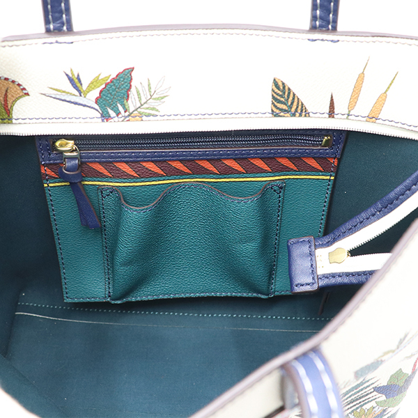 【美品】トリーバーチ TORY BURCH ホワイト PVC レザー ボタニカル柄 トートバッグ レディース 【xx】【中古】4000001801602919_画像7