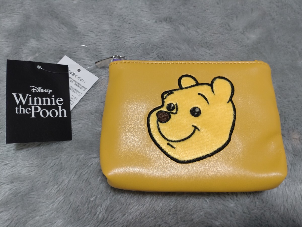 ディズニー　くまのプーさん　刺繍　ティッシュポーチ　イエロー_画像1