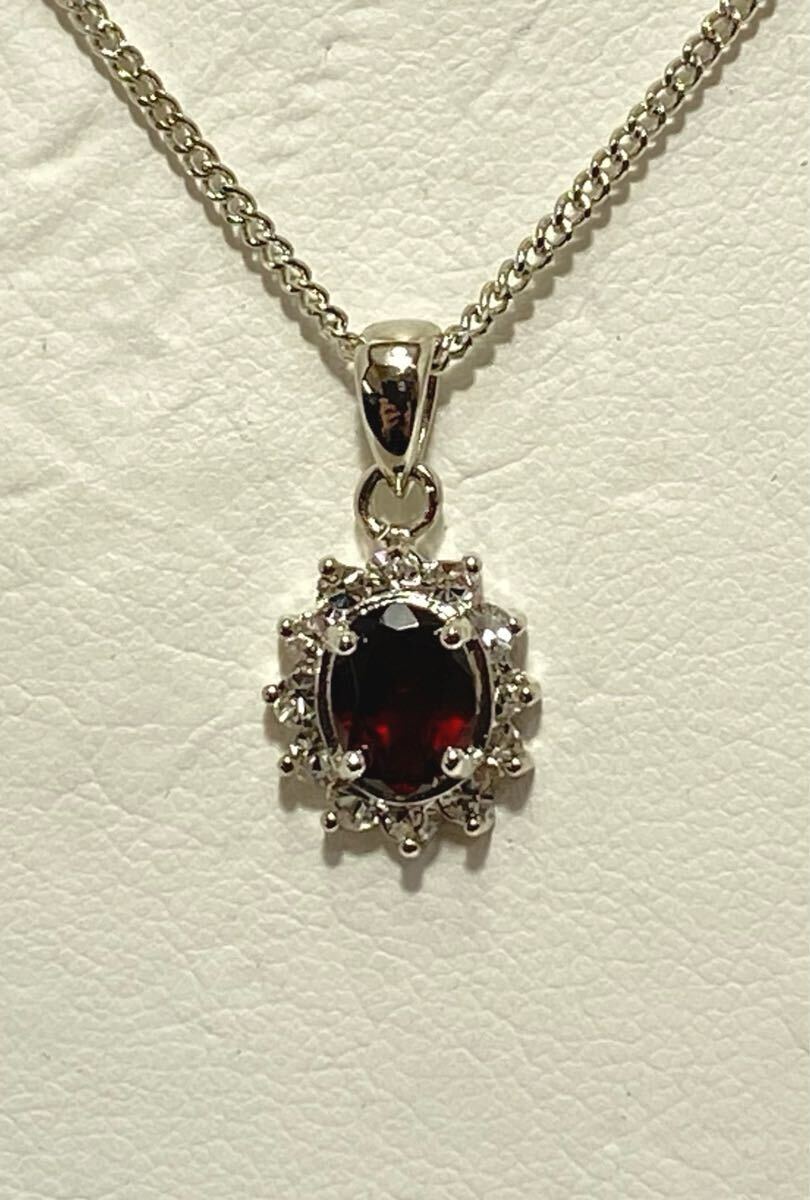 倉庫在庫処分！ 天然ガーネット 1月誕生石 ペンダント ネックレス 新品未使用品_画像2