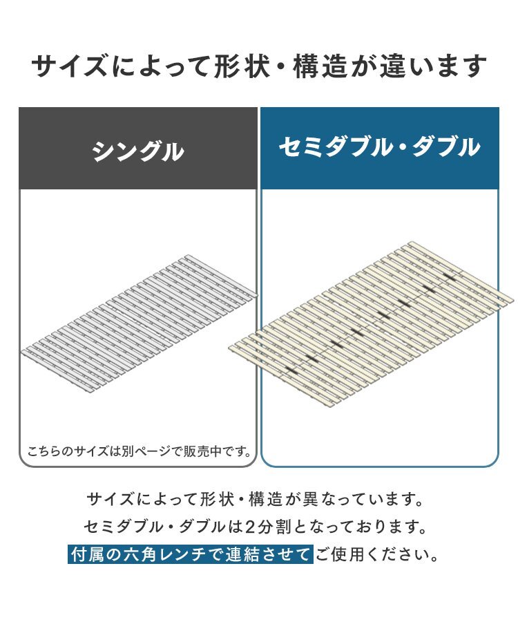 すのこマット 折りたたみベット すのこベッド セミダブル 布団干し 折りたたみ 2つ折り ベッドフレーム 湿気 カビ対策 新品 未使用_画像2