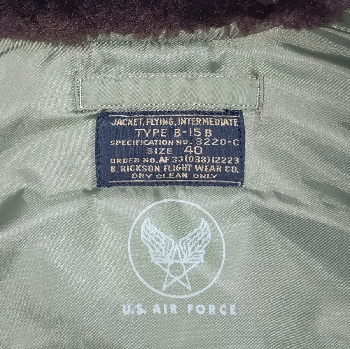 バズリクソンズ Buzz Ricksons B15B 希少! M品番 M11048　 サイズ40インチ　 Ｌサイズ相当 使用感少なくとてもキレイ！_画像7