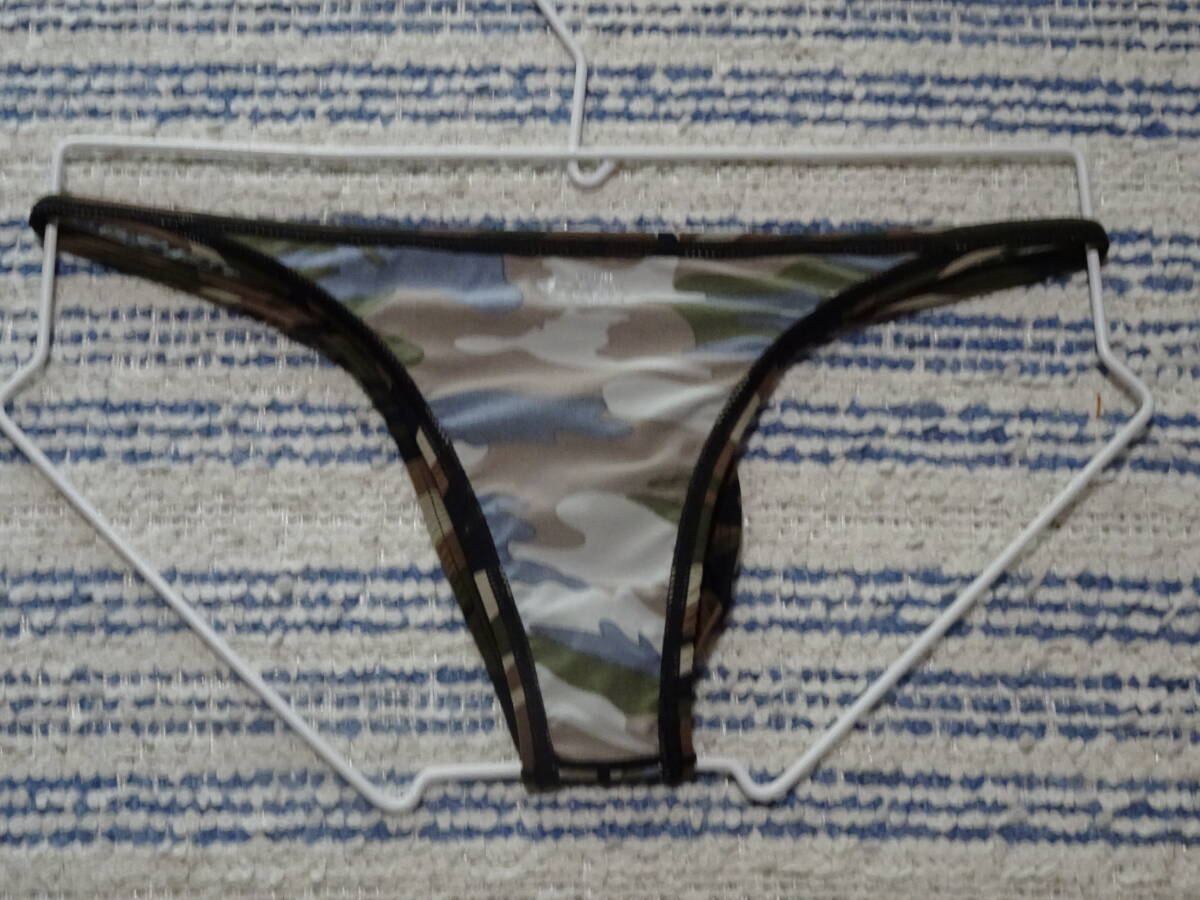 130　M　茶系迷彩デザイン　セミハーフTバックビキニパンツ　SizeM　新品_画像5
