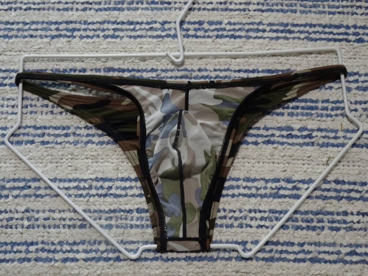 130　M　茶系迷彩デザイン　セミハーフTバックビキニパンツ　SizeM　新品_画像4