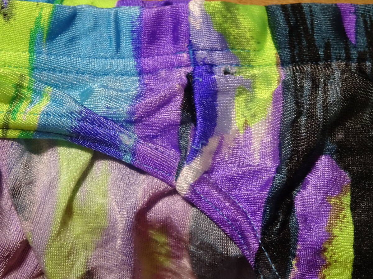 204　際どいＶカットスイムビキニパンツ　クタパン素材　ストライプ　SizeＭ　中古_画像8