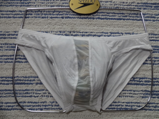 463　Ｌ　フロントメッシュの透ける危険なビキニパンツ　SizeＬ　ホワイト　新品未使用_画像1