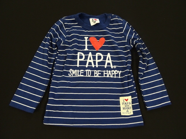 Tシャツ ロンT 長袖 カットソー キッズ トップス 95㎝ 子供用 ボーダー 紺×白_画像1