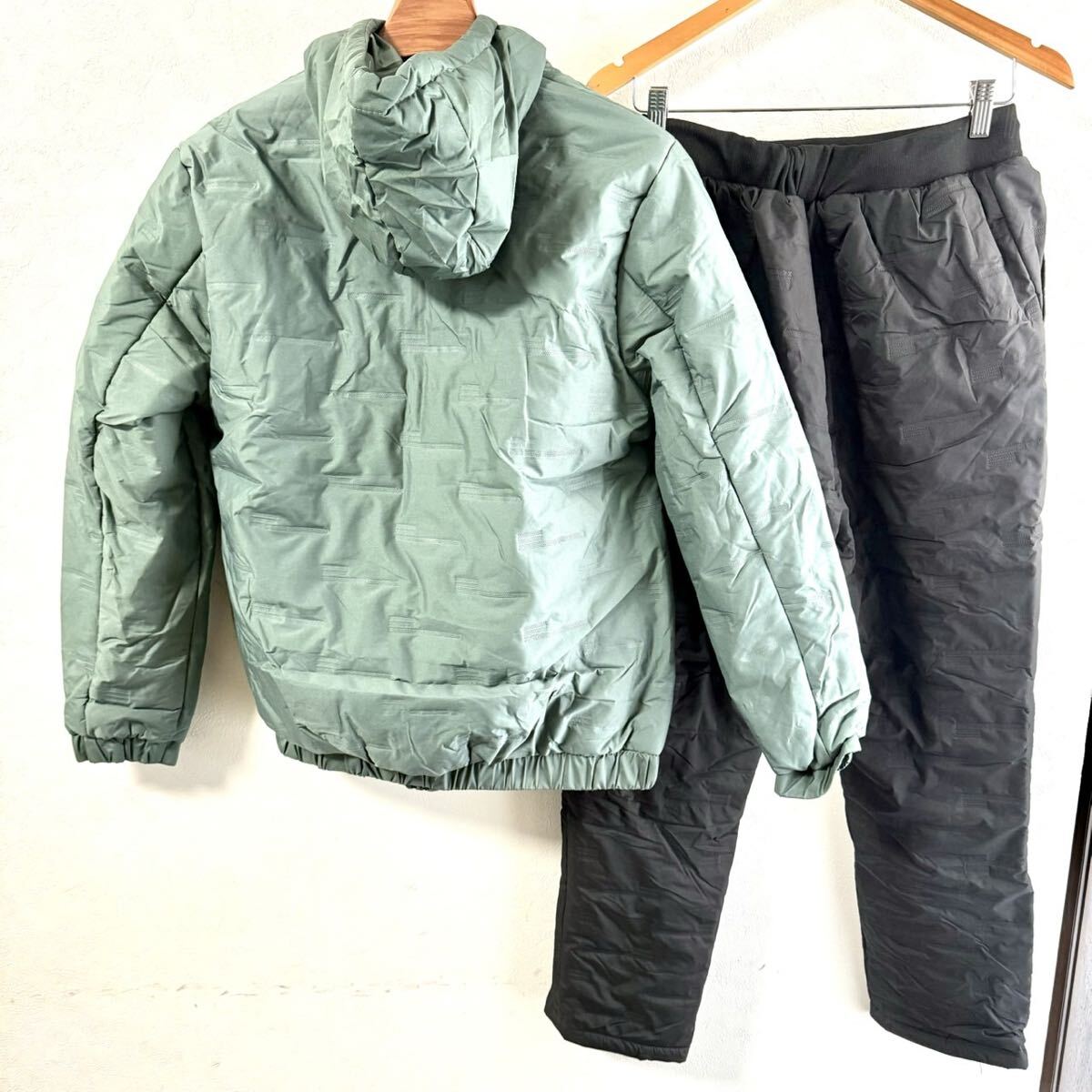 中綿上下 メンズ レディース セットアップ上下 ダウン風 極暖 防寒 保温 蓄熱 ジャージ上下 カーキ XL_画像8