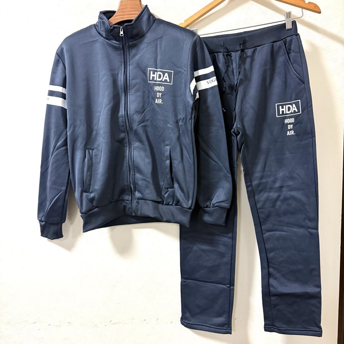 ジャージ上下 メンズ 秋冬 スウェット おしゃれ 長袖 裏起毛 ルームウェア HDA ネイビー L_画像7