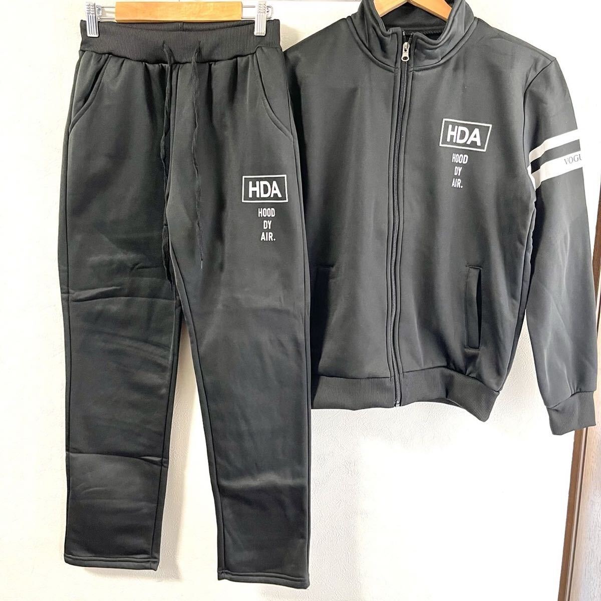 ジャージ上下 メンズ 秋冬 スウェット おしゃれ 長袖 裏起毛 ルームウェア HDA ブラック XL_画像7