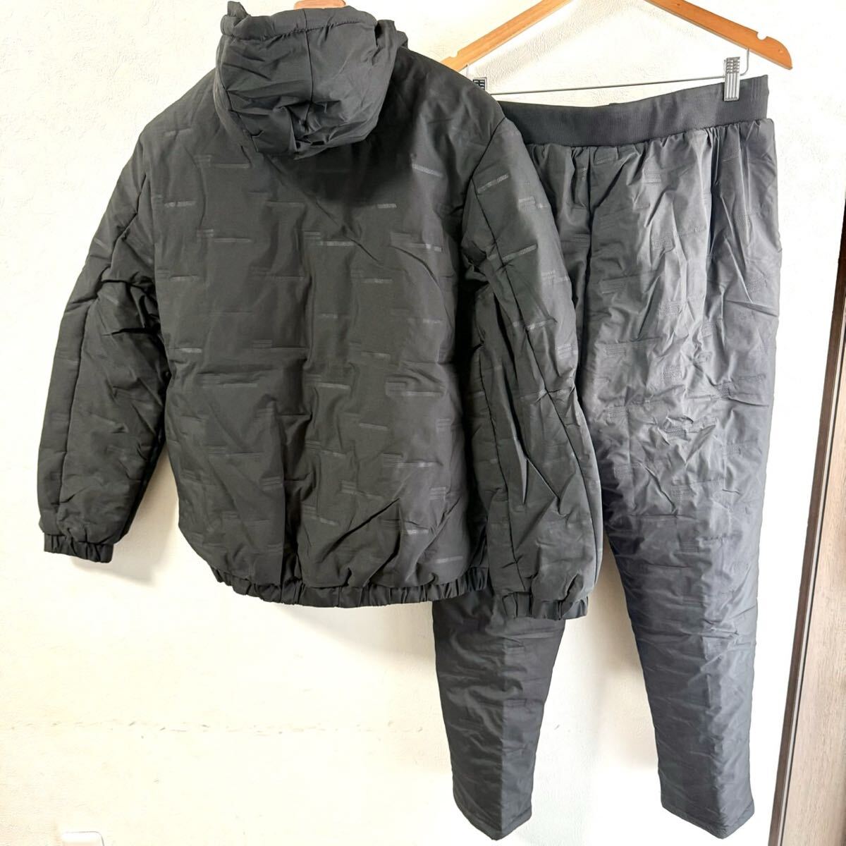 中綿上下 メンズ レディース セットアップ上下 ダウン風 極暖 防寒 保温 蓄熱 ジャージ上下 ブラック L_画像8