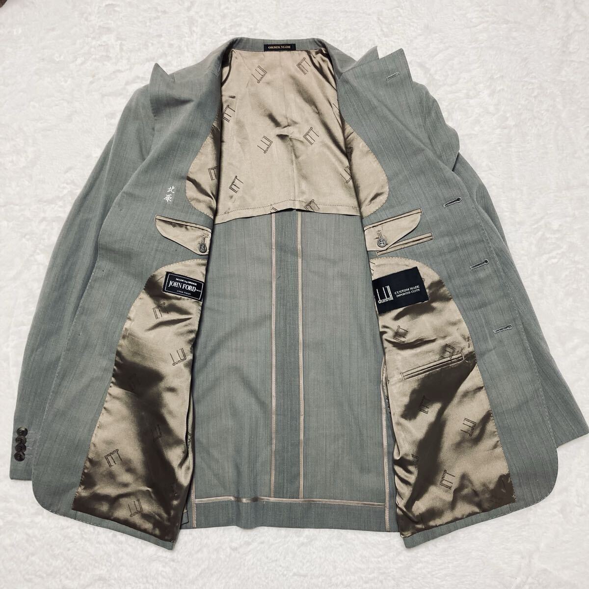 ■美品■dunhill ダンヒル シングルテーラードジャケット 日本製 ピンストライプ グレー 背抜き 春夏 ウール100% サイズM相当_画像5