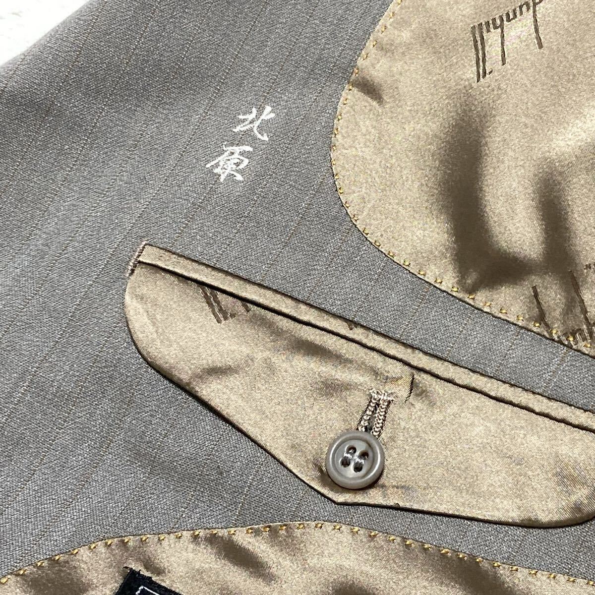 ■美品■dunhill ダンヒル シングルテーラードジャケット 日本製 ピンストライプ グレー 背抜き 春夏 ウール100% サイズM相当_画像7