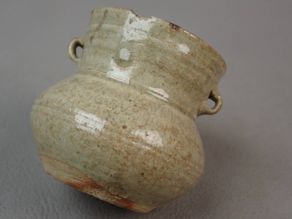 【骨董・茶道具】★李朝?越州窯?★★双耳小壷 gq061sgl 酒器 朝鮮美術 中国古玩 花道 華道_画像5