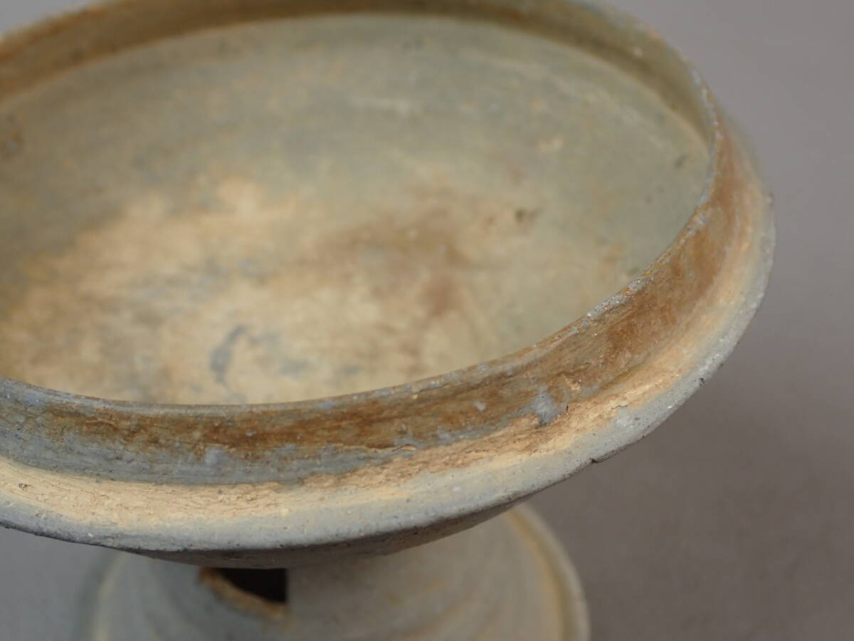 【骨董・茶道具】★新羅？須恵器？★★有蓋高坏 gq072vb 陶質土器 花道 華道 出土品 発掘品 朝鮮美術_画像7
