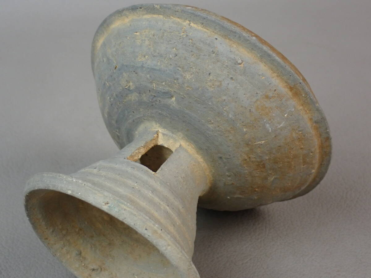 【骨董・茶道具】★新羅？須恵器？★★有蓋高坏 gq072vb 陶質土器 花道 華道 出土品 発掘品 朝鮮美術_画像8