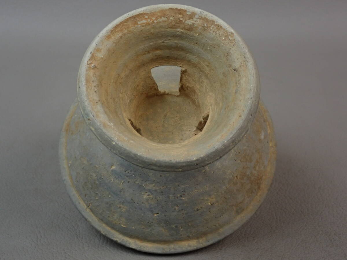 【骨董・茶道具】★新羅？須恵器？★★有蓋高坏 gq072vb 陶質土器 花道 華道 出土品 発掘品 朝鮮美術_画像9