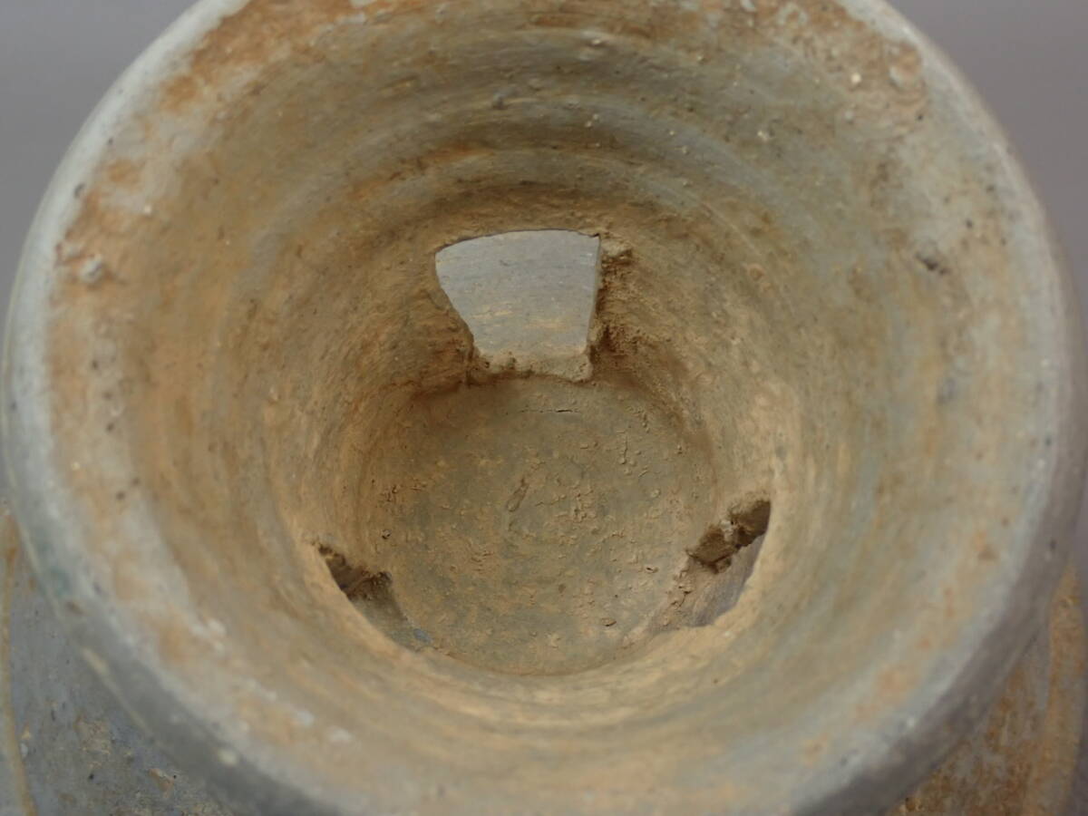 【骨董・茶道具】★新羅？須恵器？★★有蓋高坏 gq072vb 陶質土器 花道 華道 出土品 発掘品 朝鮮美術_画像10