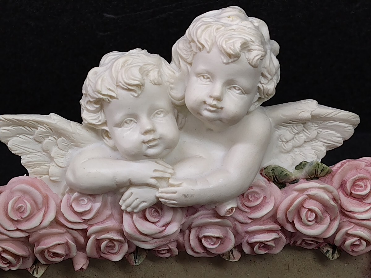 A2437 3点セット ピンクローズ&ホワイトエンジェル フォトスタンド フォトフレーム 写真立て インテリア アンティーク 薔薇_画像3