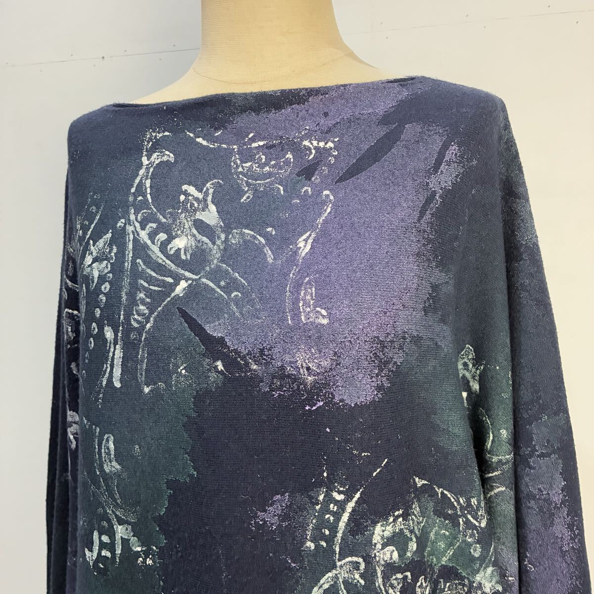 MAURO BURANI イタリア製 極上 総柄カットソー ニットカットソー 花柄 ドルマンスリーブ マウロブラーニ【レターパックプラス郵送可】T_画像2
