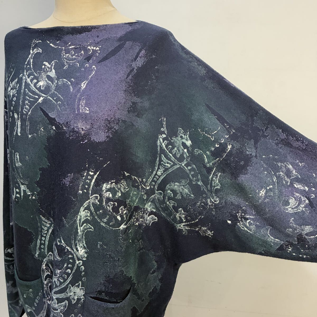 MAURO BURANI イタリア製 極上 総柄カットソー ニットカットソー 花柄 ドルマンスリーブ マウロブラーニ【レターパックプラス郵送可】T_画像5