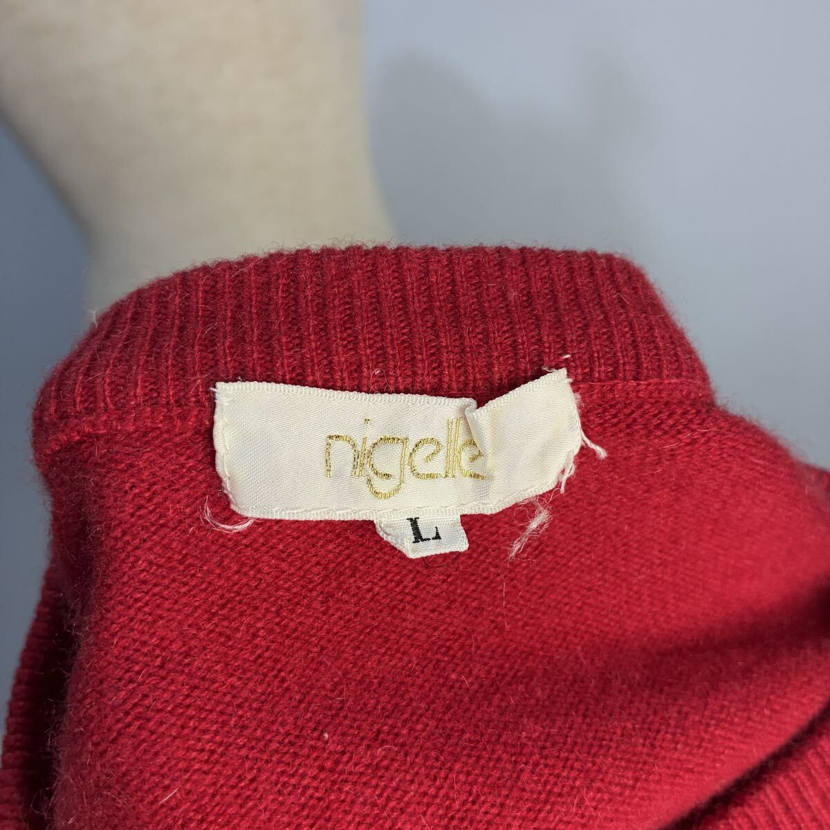 nigelle 極上 カシミヤニット カシミヤセーター ニットセーター プルオーバー クルーネック 長袖 防寒 赤【レターパックプラス郵送可】T_画像9