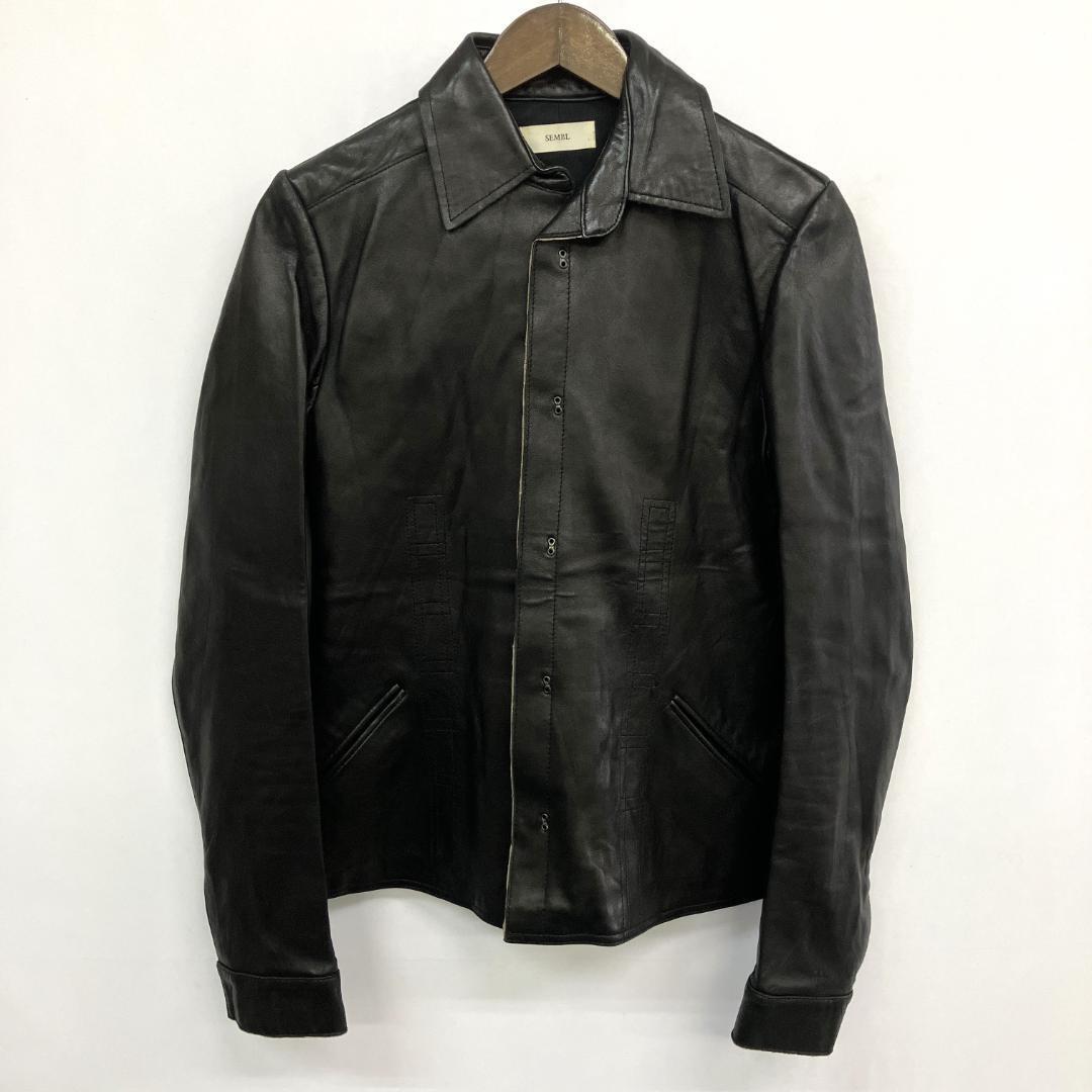 美品 SEMBL ラム レザー フック ジャケット 羊革 ラムスキン 本革 センブル アウター メンズ Mサイズ_画像2