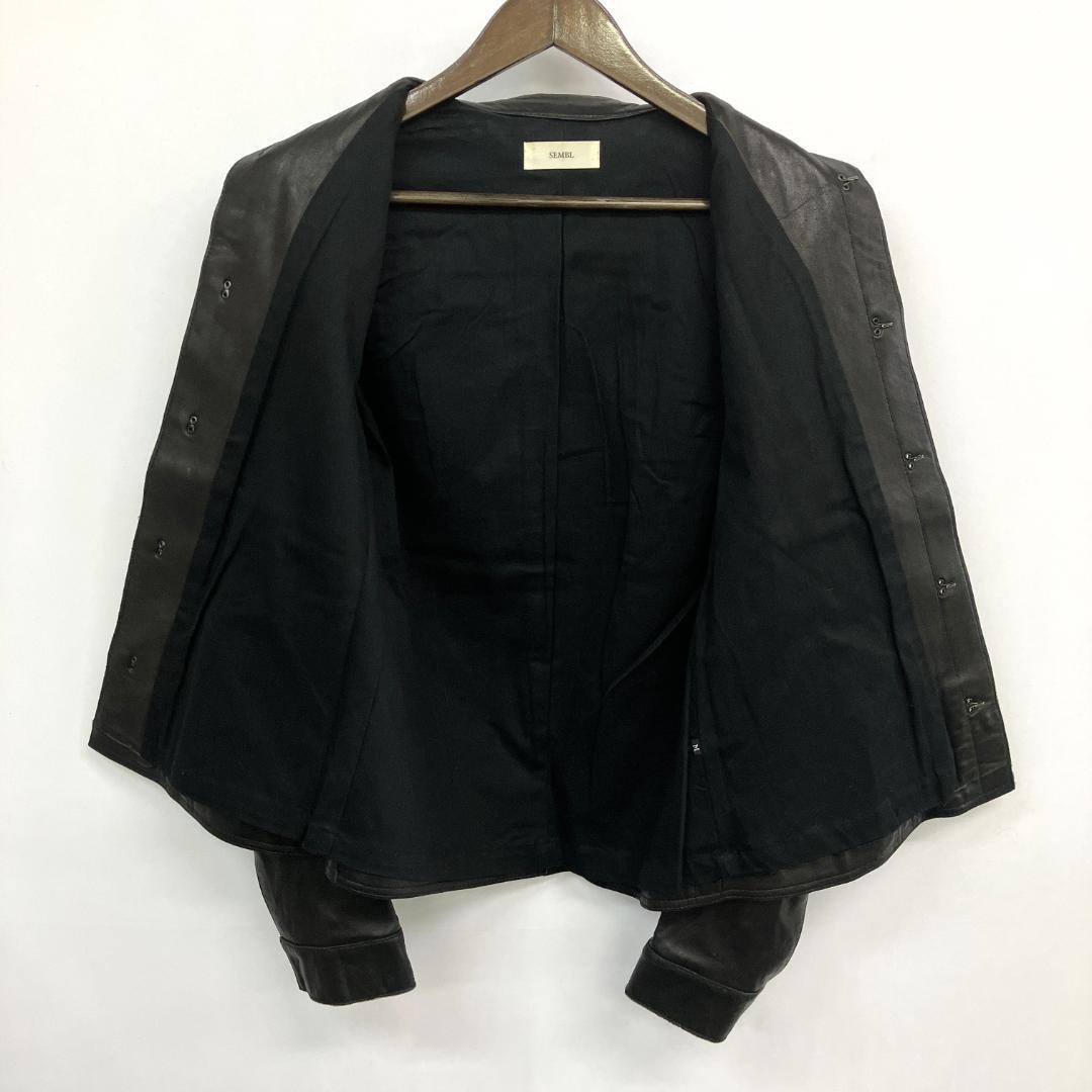 美品 SEMBL ラム レザー フック ジャケット 羊革 ラムスキン 本革 センブル アウター メンズ Mサイズ_画像4
