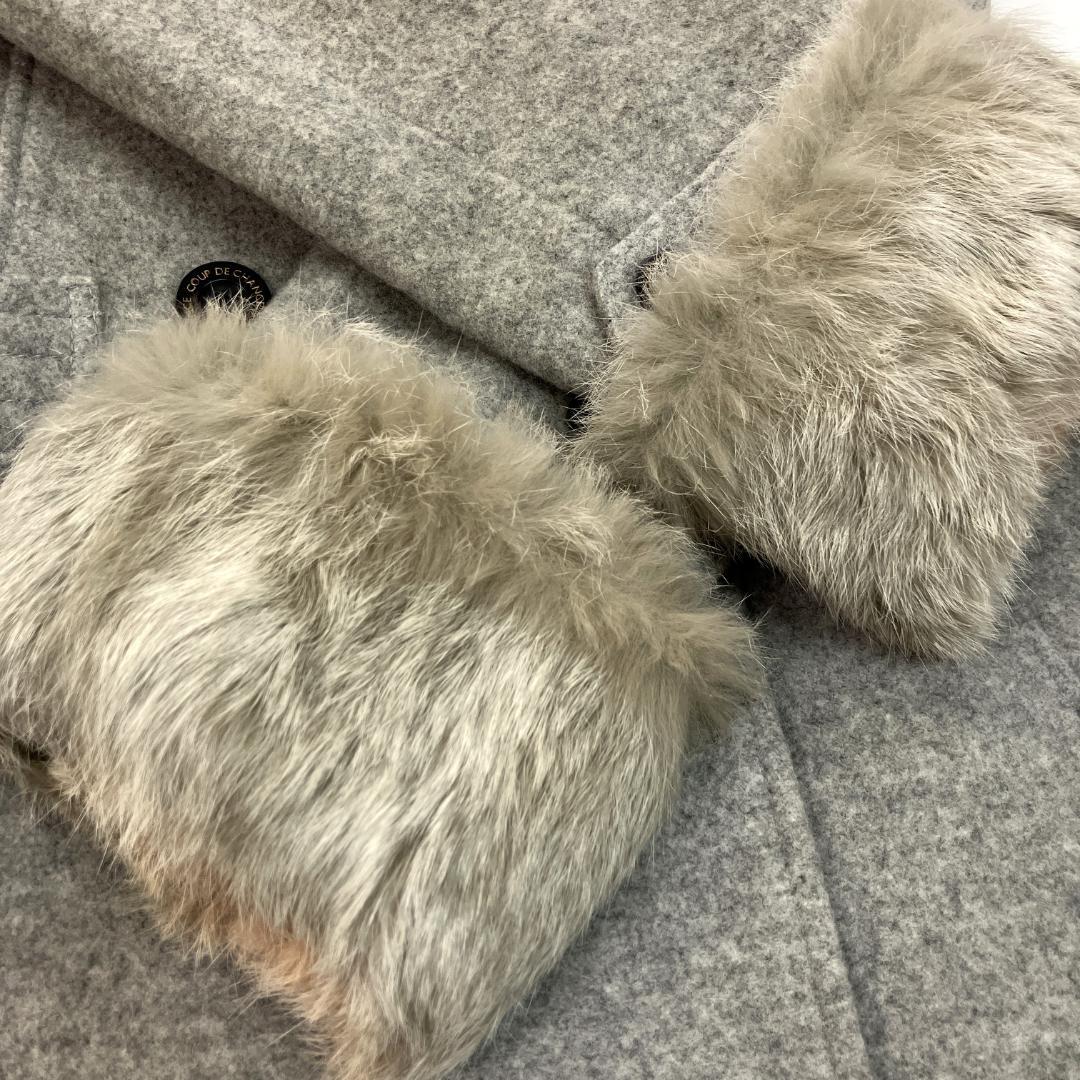 ★ COUP DE CHANCE ウールコート カシミヤ混 毛皮 クードシャンス Aライン ラビットファー アウター レディース M相当［R1_MYB］_画像5