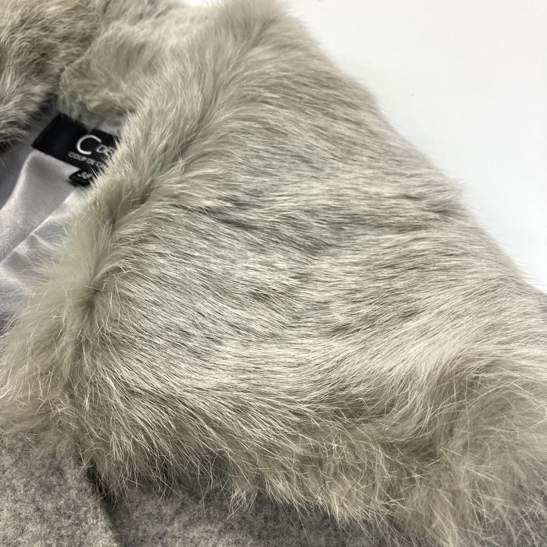 ★ COUP DE CHANCE ウールコート カシミヤ混 毛皮 クードシャンス Aライン ラビットファー アウター レディース M相当［R1_MYB］_画像6