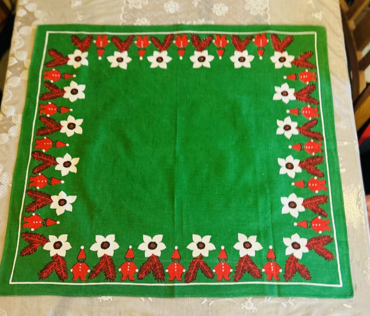  Северная Европа Рождество * retro зеленый земля nise. морозник принт Cross 