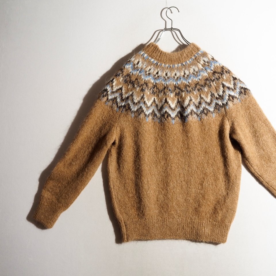 R3223P ▼SLOANE スローン▼ 3Gヨーク編み アルパカ ウール ノルディックニット キャメル 4/L メンズ SL10W-981 クルーネック 秋冬 rb_画像3