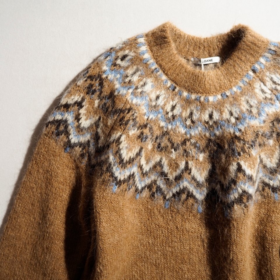 R3223P ▼SLOANE スローン▼ 3Gヨーク編み アルパカ ウール ノルディックニット キャメル 4/L メンズ SL10W-981 クルーネック 秋冬 rb_画像4