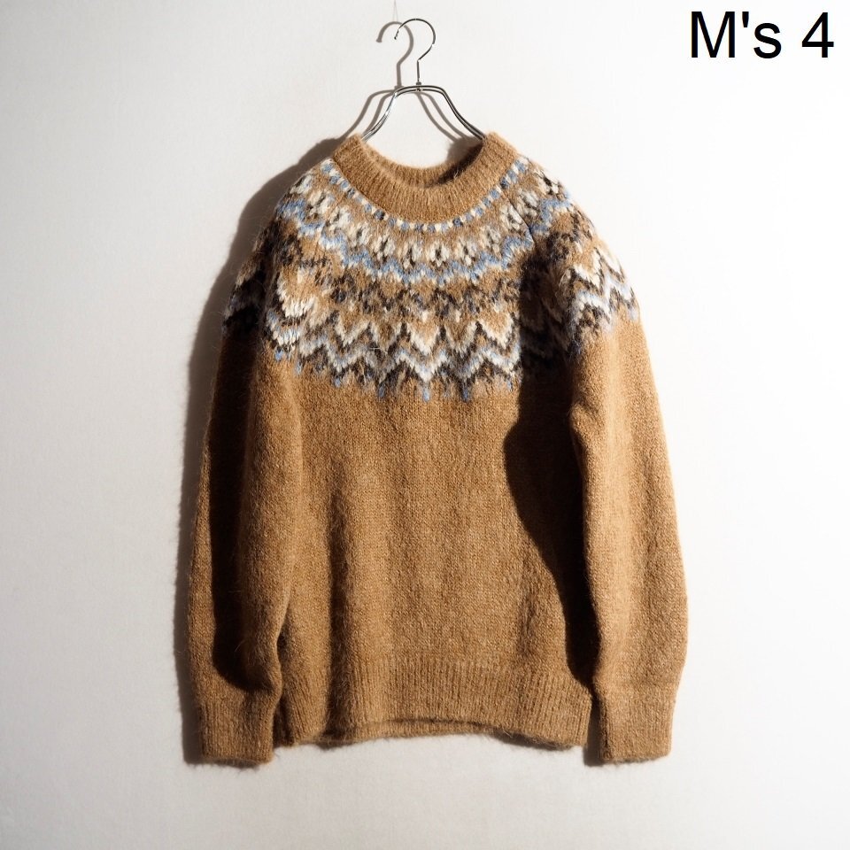 R3223P ▼SLOANE スローン▼ 3Gヨーク編み アルパカ ウール ノルディックニット キャメル 4/L メンズ SL10W-981 クルーネック 秋冬 rb_画像1