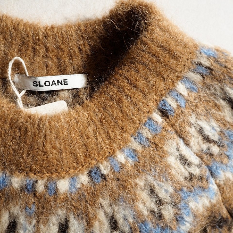R3223P ▼SLOANE スローン▼ 3Gヨーク編み アルパカ ウール ノルディックニット キャメル 4/L メンズ SL10W-981 クルーネック 秋冬 rb_画像5