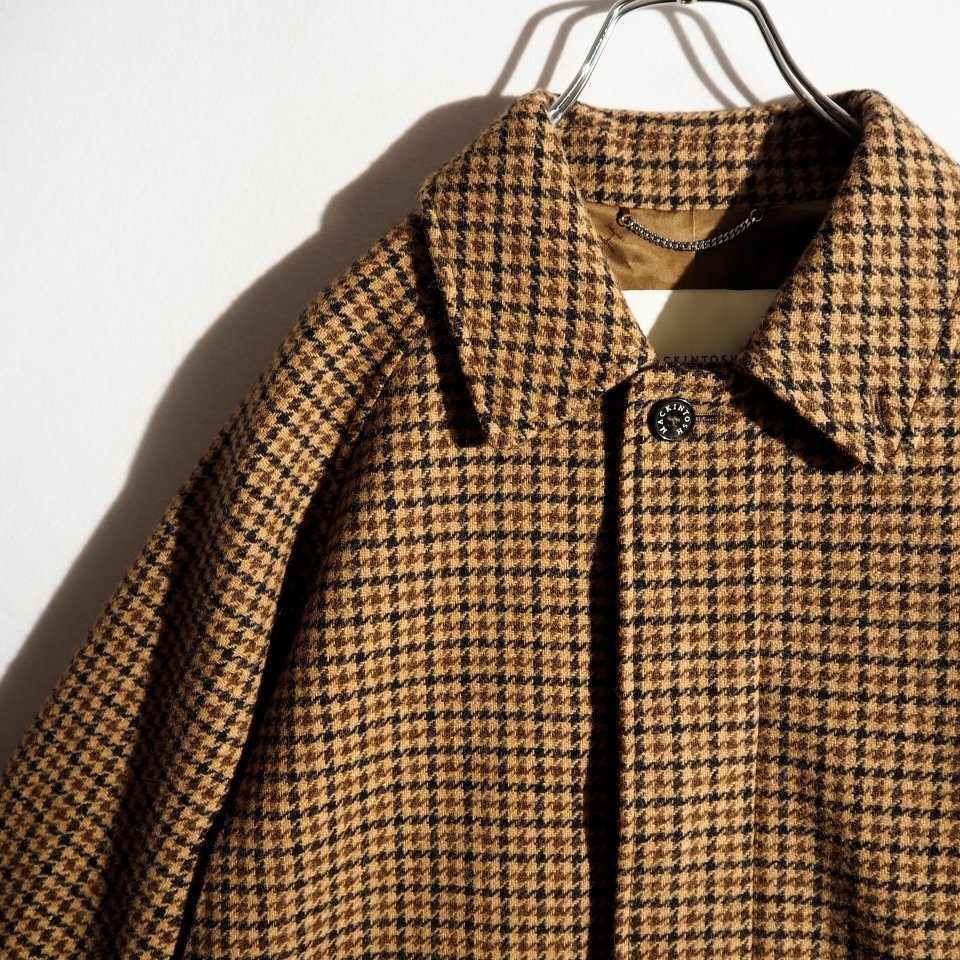 R3668P ▼MACKINTOSH マッキントッシュ▼ BELFORD ツイード ウール バルカラーコート ハウンドトゥース ブラウン 36/S メンズ 秋冬 rb mks_画像2
