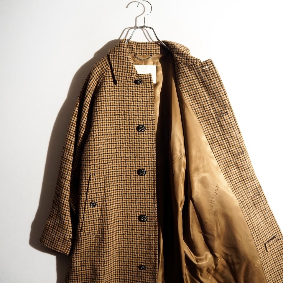 R3668P ▼MACKINTOSH マッキントッシュ▼ BELFORD ツイード ウール バルカラーコート ハウンドトゥース ブラウン 36/S メンズ 秋冬 rb mks_画像4