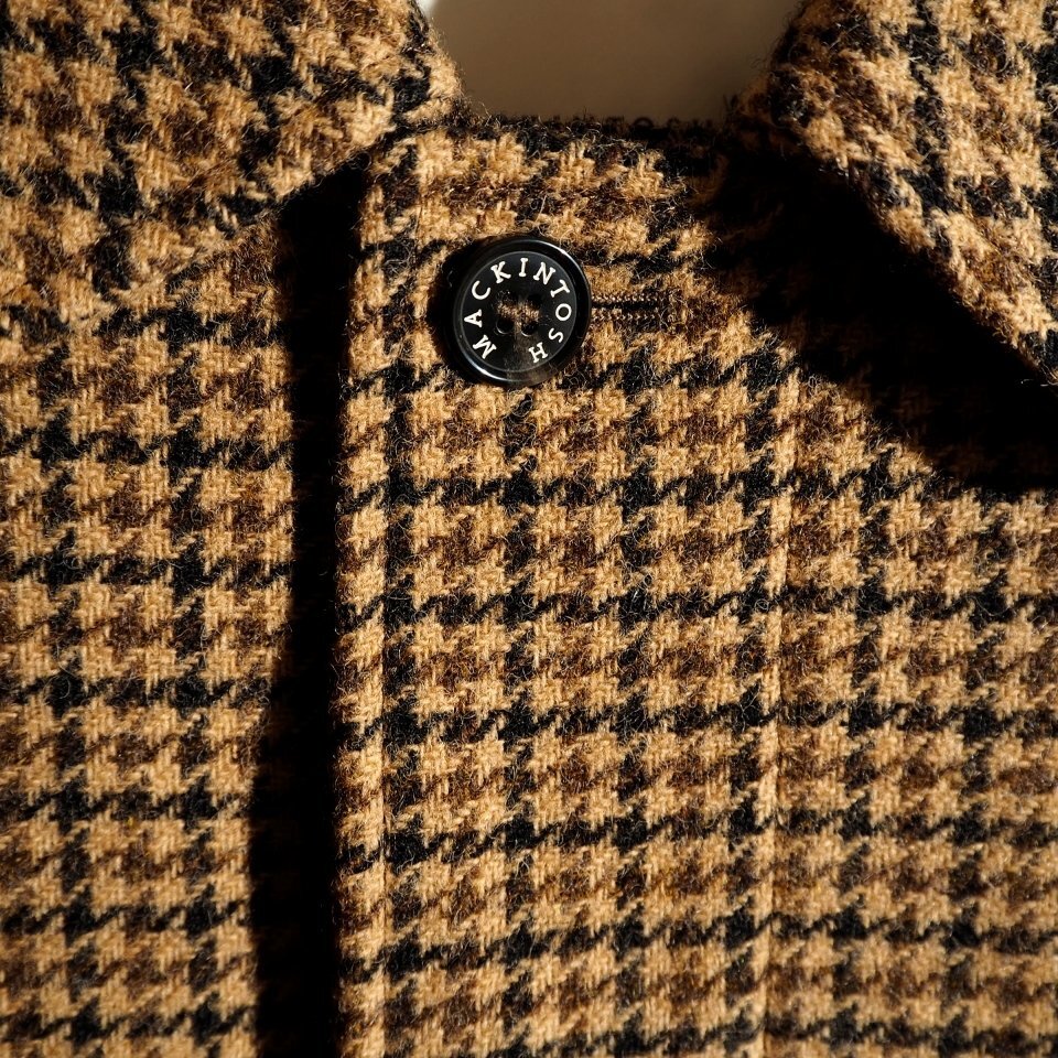 R3668P ▼MACKINTOSH マッキントッシュ▼ BELFORD ツイード ウール バルカラーコート ハウンドトゥース ブラウン 36/S メンズ 秋冬 rb mks_画像5