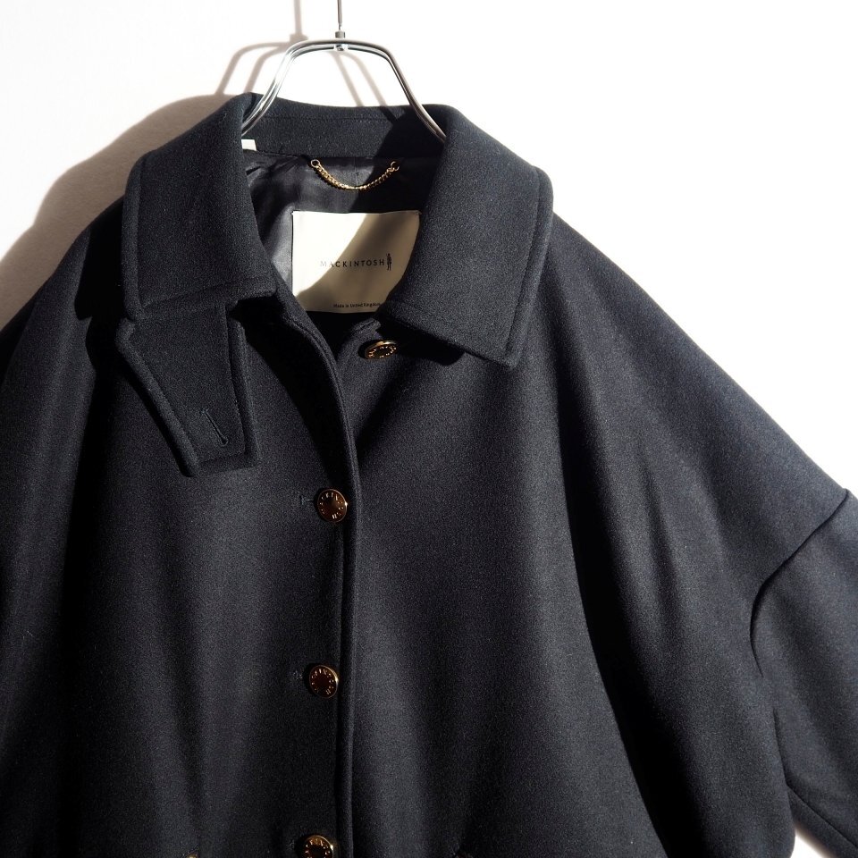 R3509P　▼MACKINTOSH マッキントッシュ▼　HUMBIE 金ボタン ウールコート ブラック 4 オーバーサイズ / メルトンコート 秋冬 rb mks_画像4