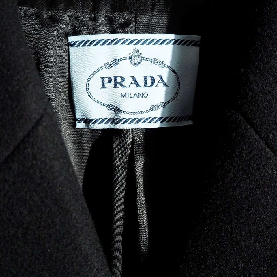 R3585P VPRADA Prada V 22AW с мехом melt n шерсть Пальто Честерфилд черный 40S /. коза мех шерстяное пальто чёрный осень-зима mks