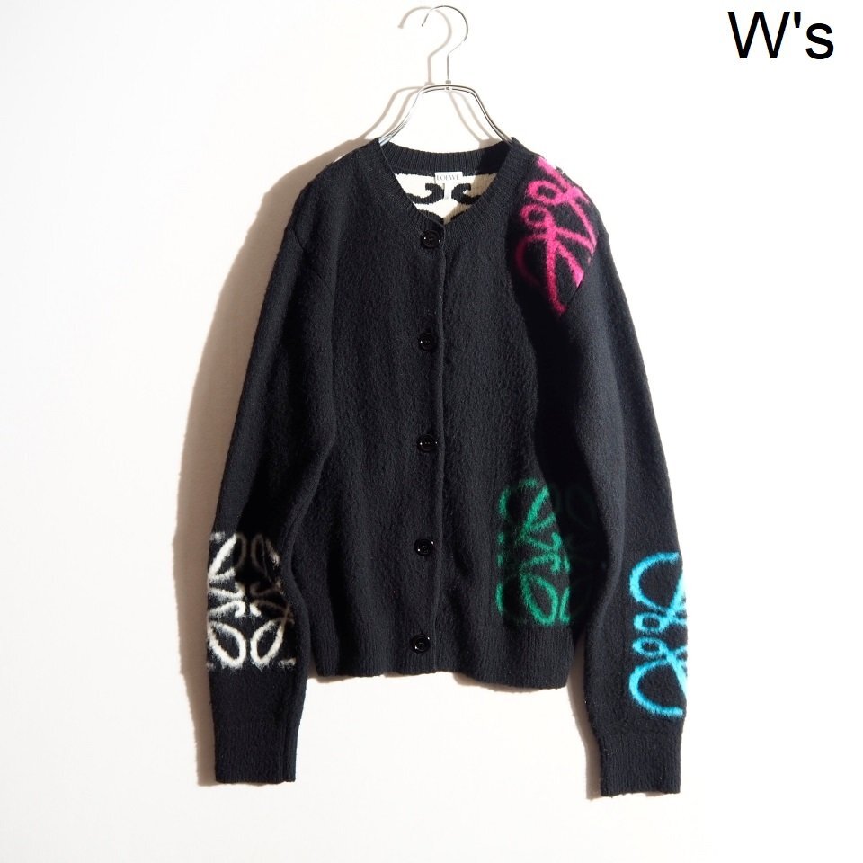 P5890P　▼LOEWE ロエベ▼　22AW ピリング加工 アナグラム柄 ウールニット カーディガン ブラック S / S359Y16K23 黒 秋冬 rb mks_画像1