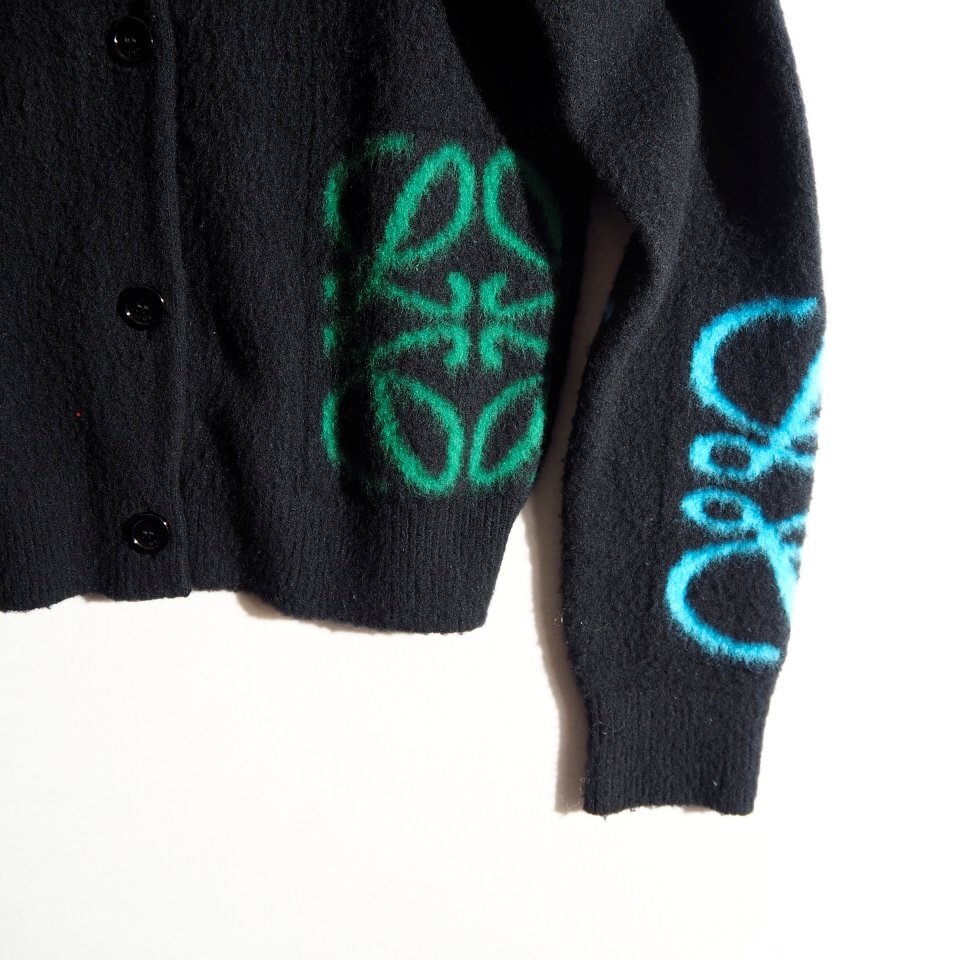 P5890P　▼LOEWE ロエベ▼　22AW ピリング加工 アナグラム柄 ウールニット カーディガン ブラック S / S359Y16K23 黒 秋冬 rb mks_画像3