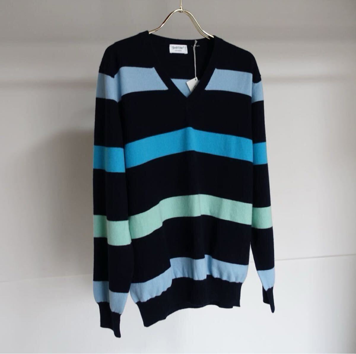 サルティーニ カシミア ボーダー イタリア ビンテージ 50 / cruciani malo ブリオーニ カシミヤ クルチアーニ マーロ フェラガモ_画像1