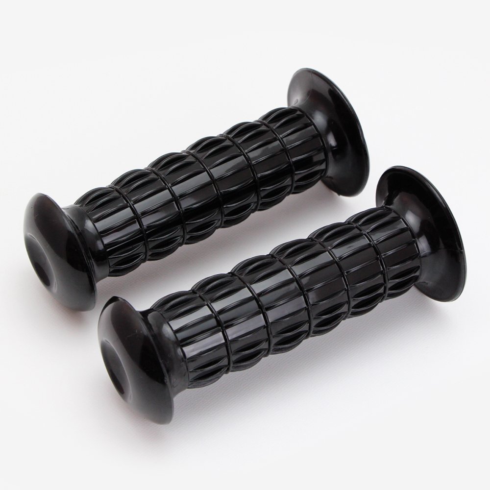 ハンドルグリップ クラシックタイプ ブラック 非貫通 汎用 ビンテージ グリップ バイク用_画像1