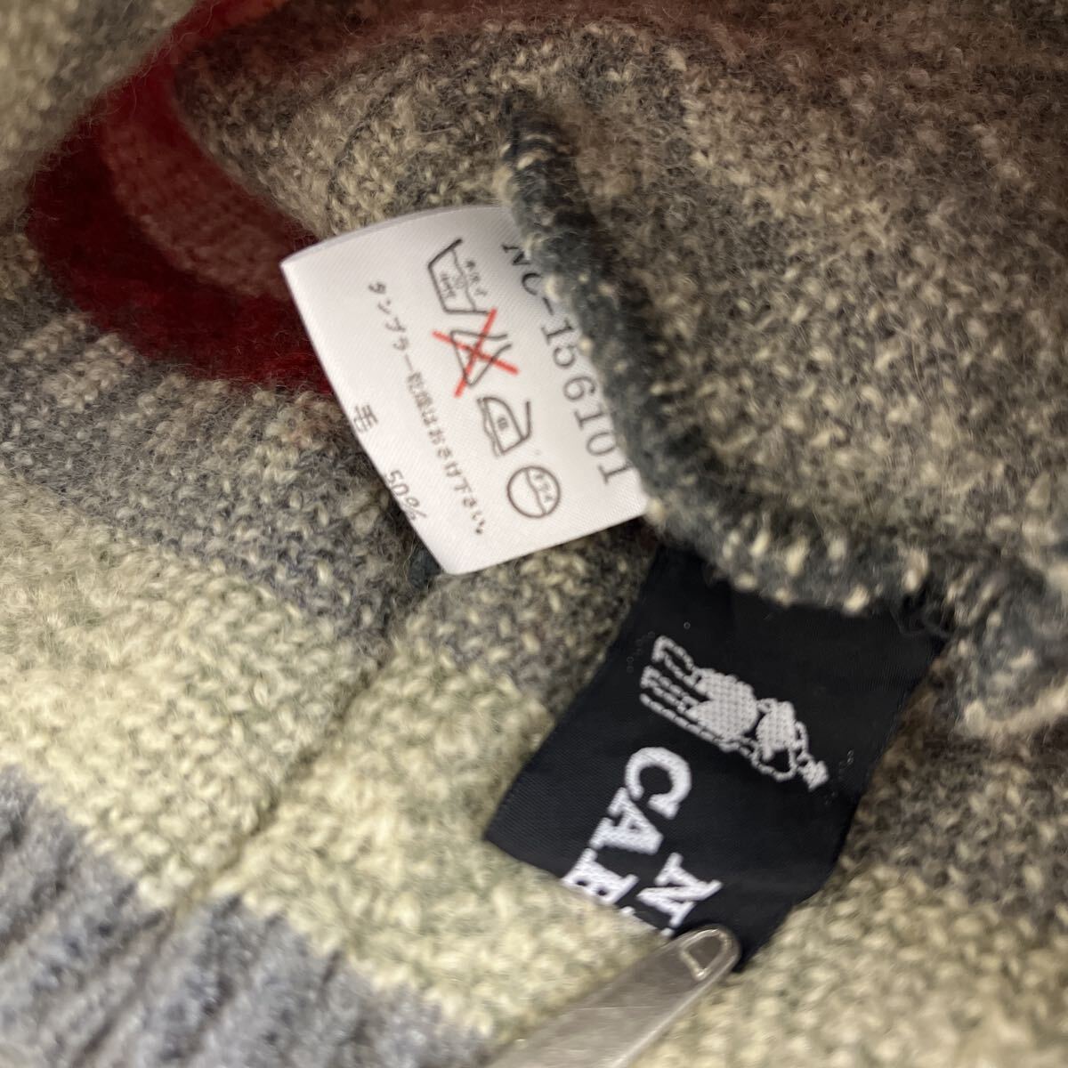 NIGEL CABOURN ナイジェルケーボン ウール ニットキャップ ビーニー ニット帽 グレー 総柄 _画像6