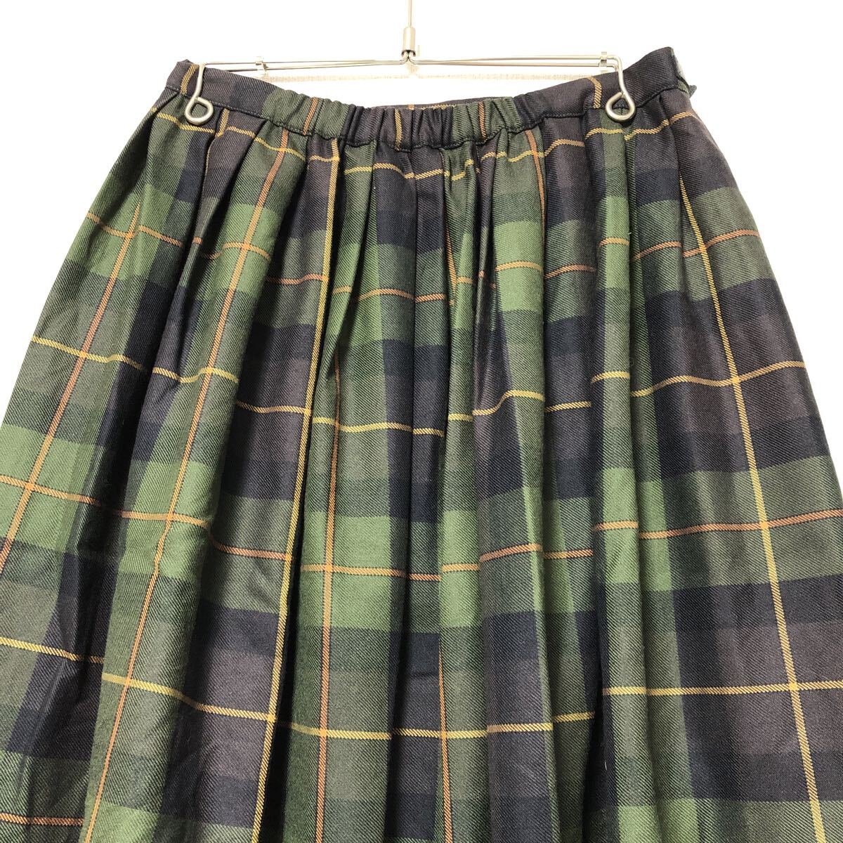 (k) O'NEIL OF DUBLIN オニールオブダブリン グリーン系 チェック ウール キルト スカート レディース 12_画像4