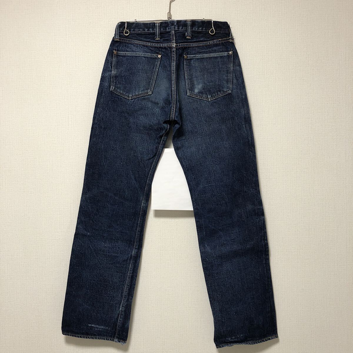 (k) サムライジーンズ 自転車倶楽部 SAMURAI デニムパンツ ボタンフライ 耳付き w78 ブルー _画像2