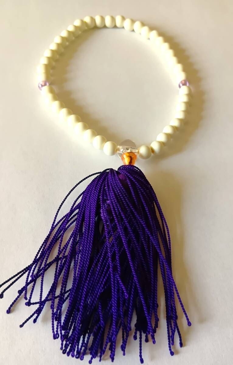 お数珠　房は青紫　数珠　じゅず　法事_画像3