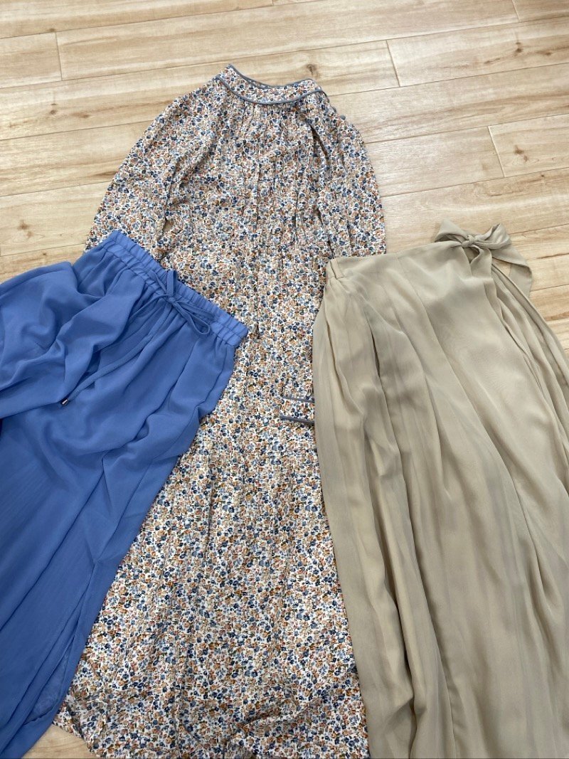 SHEENA DEL RAY ワンピース M RUIRUE BOUTIQUE スカート おまけ ブラウン花柄 総柄 ロング ミディ ミモレ フレア ☆ちょこオク☆80_画像1